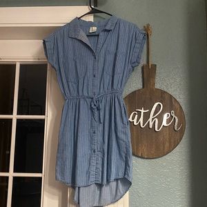 Blue striped dress with matching shoes